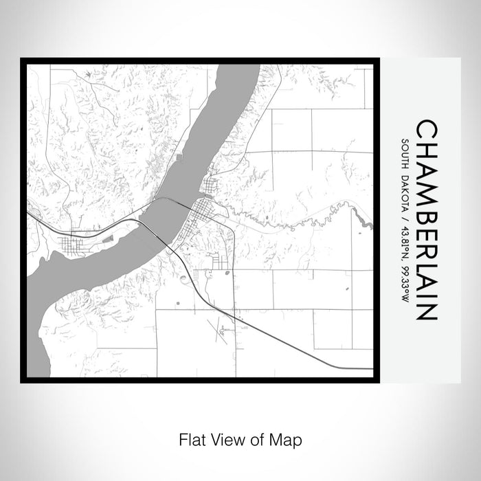 Rendered View of Chamberlain South Dakota Map on 20oz Stainless Steel Insulated Bottle with Bamboo Top with printed classic style map