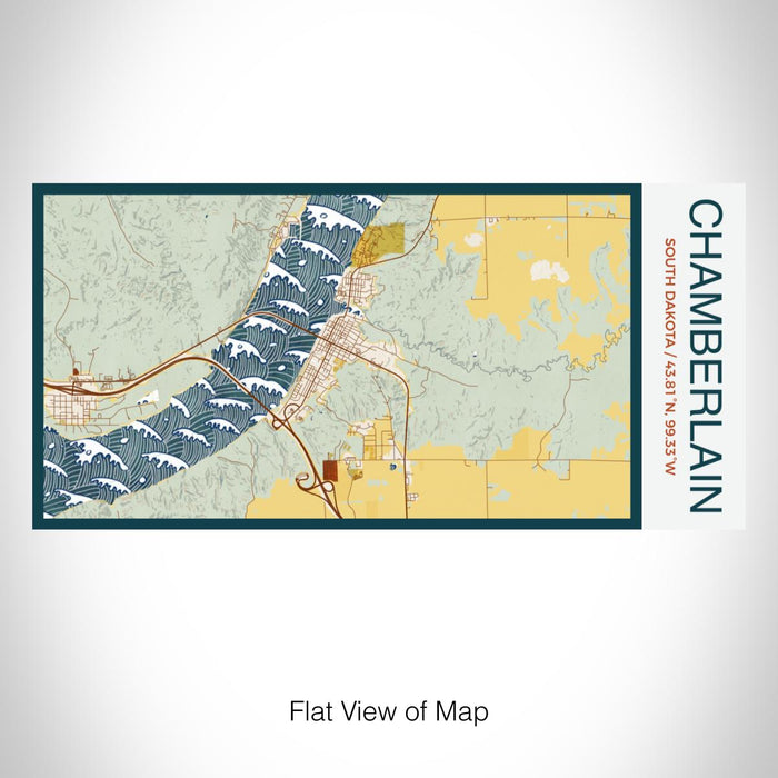 Rendered View of Chamberlain South Dakota Map on 17oz Stainless Steel Insulated Bottle with printed woodblock style map
