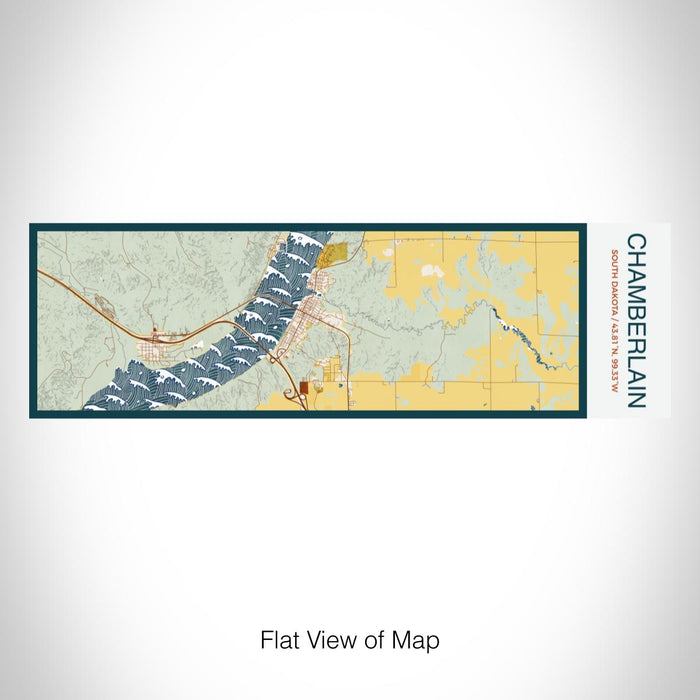 Rendered View of Chamberlain South Dakota Map on 10oz Stainless Steel Insulated Cup in Woodblock with Sliding Lid