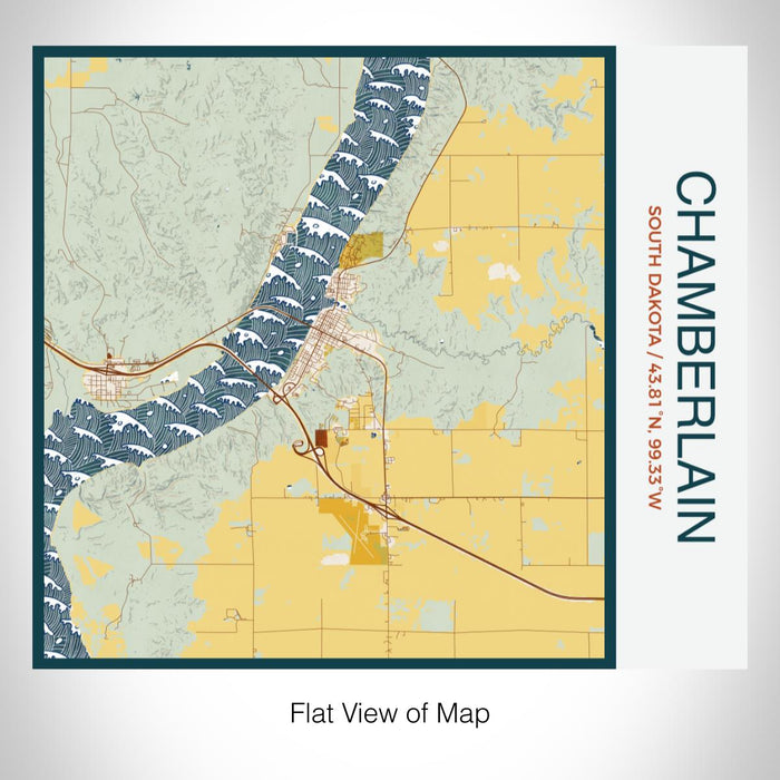 Rendered View of Chamberlain South Dakota Map on 17oz Stainless Steel Insulated Tumbler in Woodblock Map Style