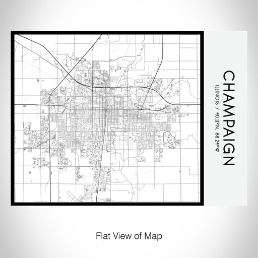 Rendered View of Champaign Illinois Map on 20oz Stainless Steel Insulated Bottle with Bamboo Top with printed classic style map
