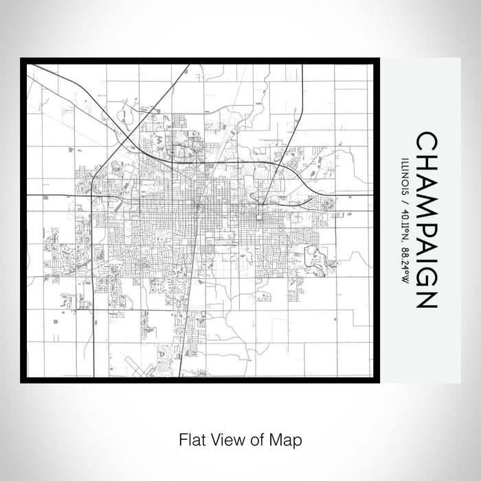 Rendered View of Champaign Illinois Map on 20oz Stainless Steel Insulated Bottle with Bamboo Top with printed classic style map