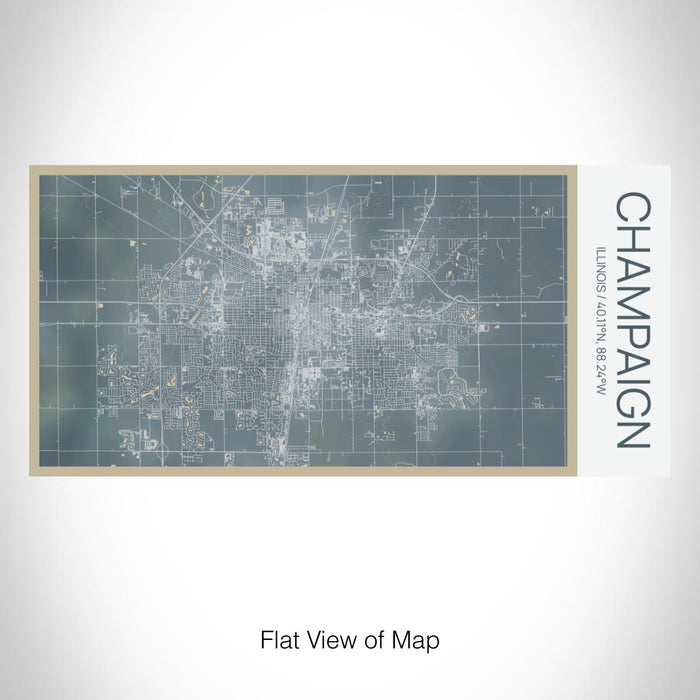 Rendered View of Champaign Illinois Map on 17oz Stainless Steel Insulated Bottle with printed afternoon style map