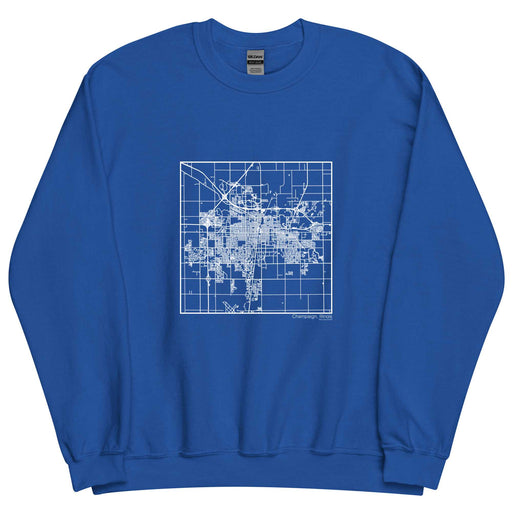 Champaign Illinois  Map Unisex Crewneck Sweater with City inscription in Royal Blue