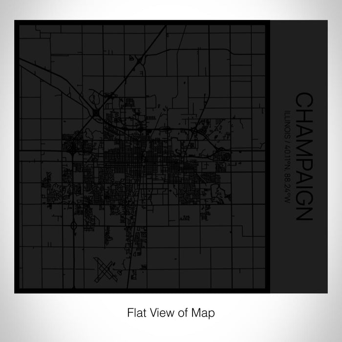 Rendered View of Champaign Illinois Map on 17oz Stainless Steel Insulated Tumbler in Matte Black with Tactile Lines