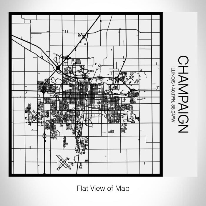 Rendered View of Champaign Illinois Map on 17oz Stainless Steel Insulated Tumbler in Matte White with Tactile Lines