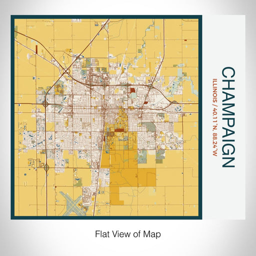 Rendered View of Champaign Illinois Map on 17oz Stainless Steel Insulated Tumbler in Woodblock Map Style