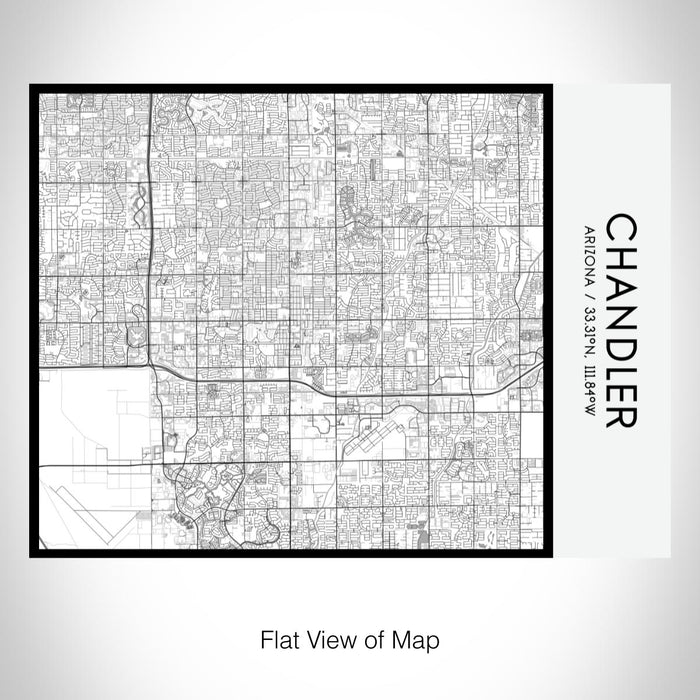 Rendered View of Chandler Arizona Map on 20oz Stainless Steel Insulated Bottle with Bamboo Top with printed classic style map