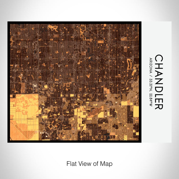 Rendered View of Chandler Arizona Map on 20oz Stainless Steel Insulated Bottle with Bamboo Top with printed ember style map