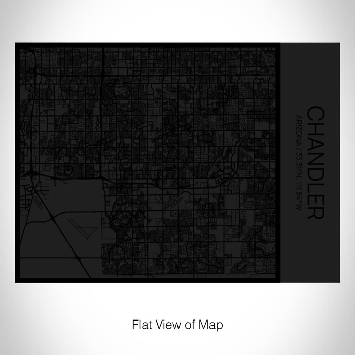 Rendered View of Chandler Arizona Map on 20oz Stainless Steel Insulated Bottle with Bamboo Top in Matte Black with printed Tactile Lines Map in Black