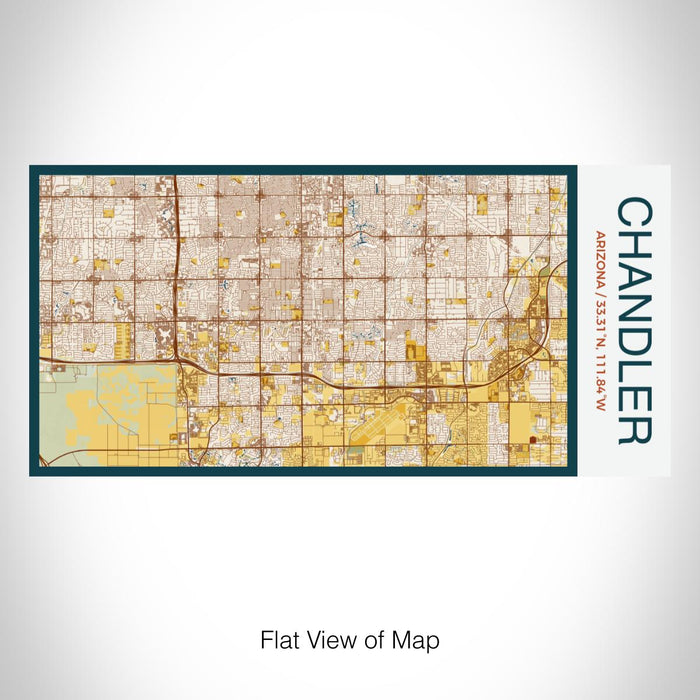 Rendered View of Chandler Arizona Map on 17oz Stainless Steel Insulated Bottle with printed woodblock style map