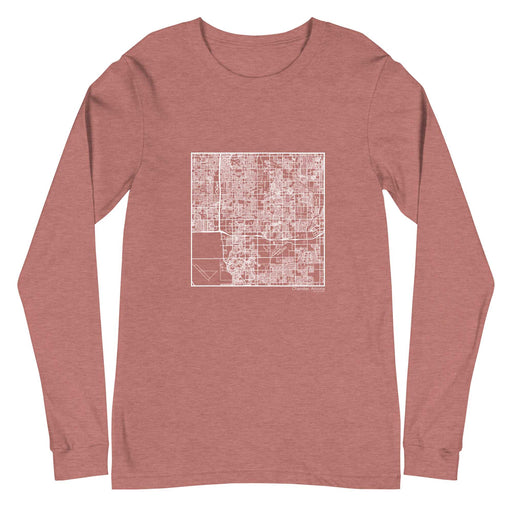 Chandler Arizona  Map Unisex Long-Sleeve T-shirt with City inscription in Heather Mauve