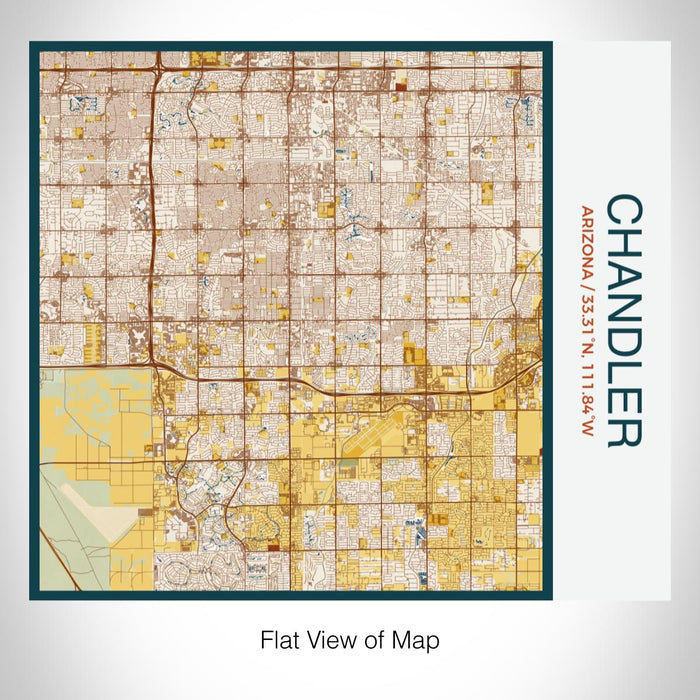 Rendered View of Chandler Arizona Map on 17oz Stainless Steel Insulated Tumbler in Woodblock Map Style