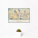 12x18 Chanhassen Minnesota Map Print Landscape Orientation in Woodblock Style With Small Cactus Plant in White Planter