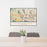 24x36 Chanhassen Minnesota Map Print Lanscape Orientation in Woodblock Style Behind 2 Chairs Table and Potted Plant