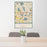 24x36 Chanhassen Minnesota Map Print Portrait Orientation in Woodblock Style Behind 2 Chairs Table and Potted Plant