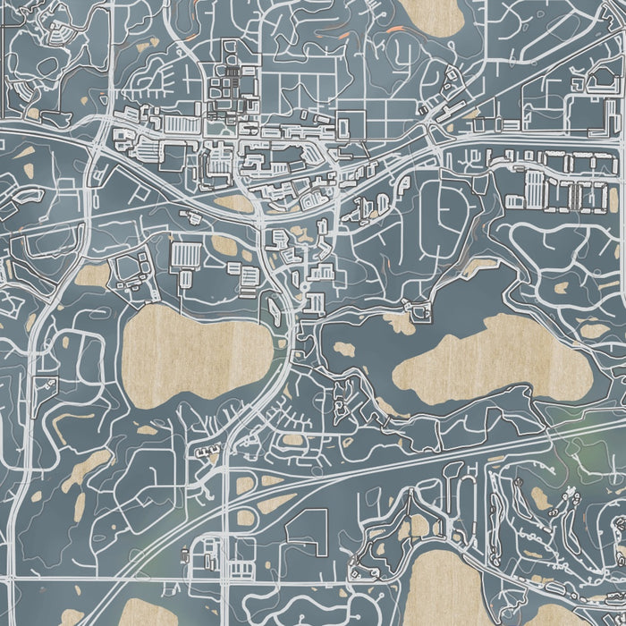 Chanhassen Minnesota Map Print in Afternoon Style Zoomed In Close Up Showing Details