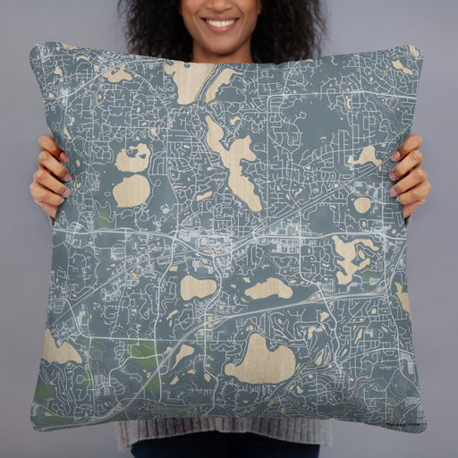 Person holding 22x22 Custom Chanhassen Minnesota Map Throw Pillow in Afternoon