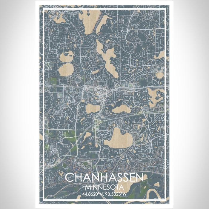 Chanhassen Minnesota Map Print Portrait Orientation in Afternoon Style With Shaded Background