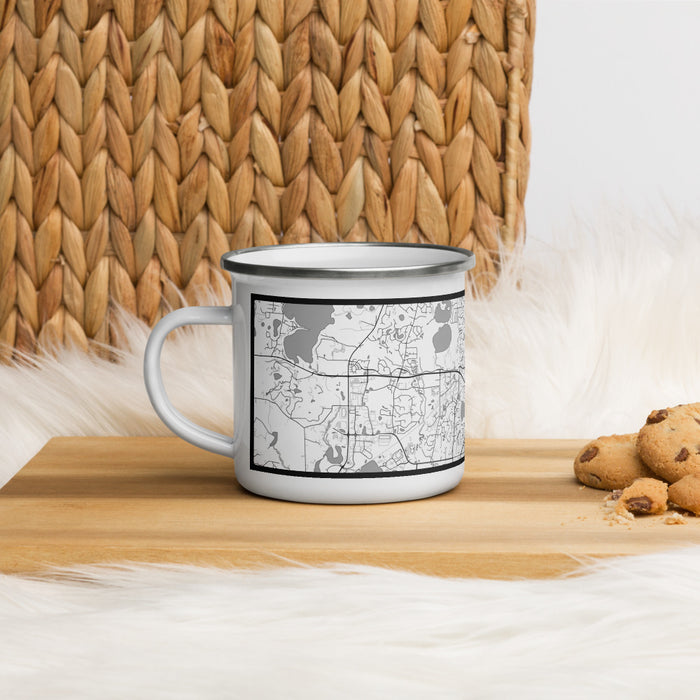 Left View Custom Chanhassen Minnesota Map Enamel Mug in Classic on Table Top