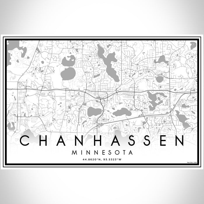 Chanhassen Minnesota Map Print Landscape Orientation in Classic Style With Shaded Background