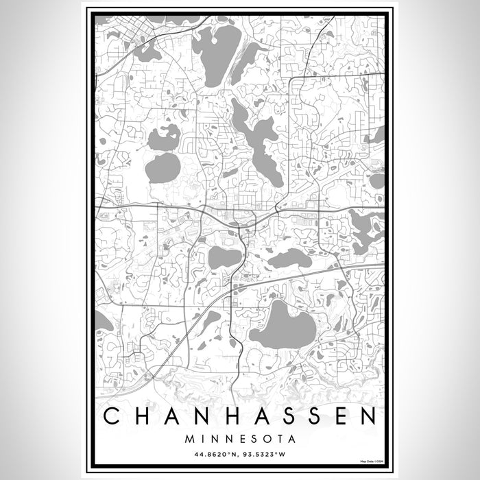 Chanhassen Minnesota Map Print Portrait Orientation in Classic Style With Shaded Background