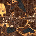 Chanhassen Minnesota Map Print in Ember Style Zoomed In Close Up Showing Details