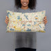 Person holding 20x12 Custom Chanhassen Minnesota Map Throw Pillow in Woodblock