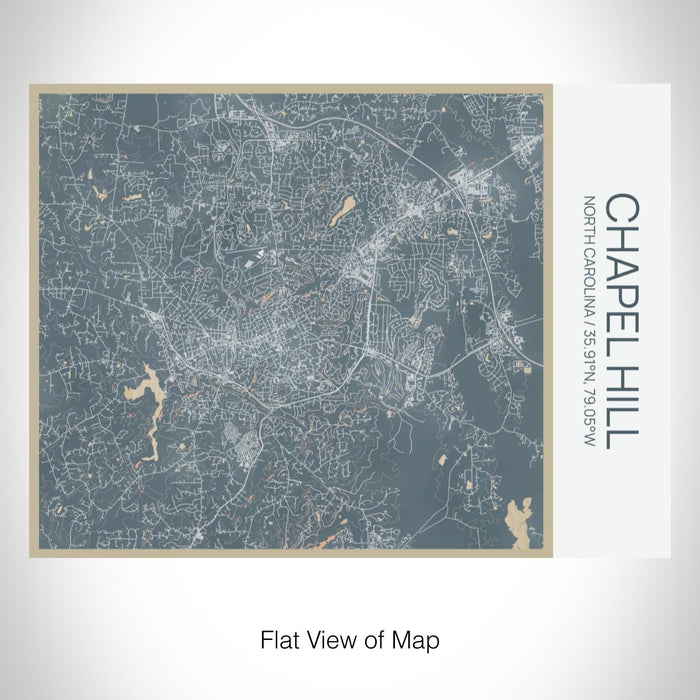 Rendered View of Chapel Hill North Carolina Map on 20oz Stainless Steel Insulated Bottle with Bamboo Top with printed afternoon style map