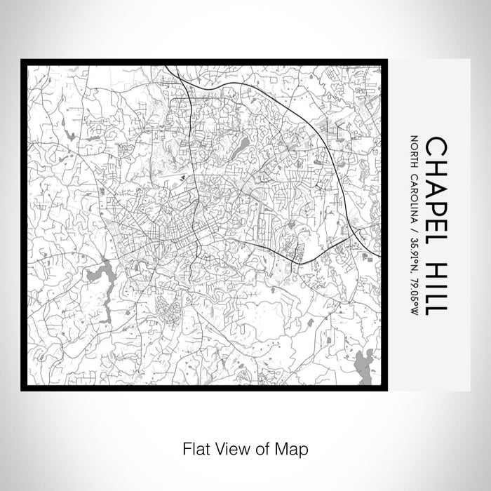 Rendered View of Chapel Hill North Carolina Map on 20oz Stainless Steel Insulated Bottle with Bamboo Top with printed classic style map