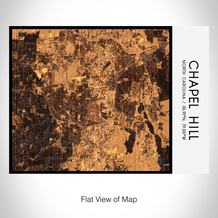 Rendered View of Chapel Hill North Carolina Map on 20oz Stainless Steel Insulated Bottle with Bamboo Top with printed ember style map