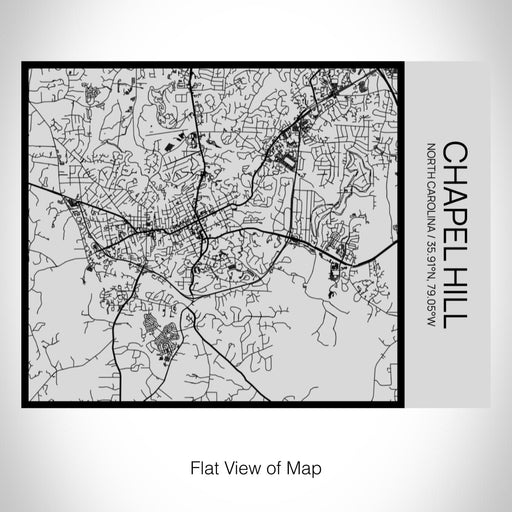 Rendered View of Chapel Hill North Carolina Map on 20oz Stainless Steel Insulated Bottle with Bamboo Top with printed Tactile Lines Map in Black