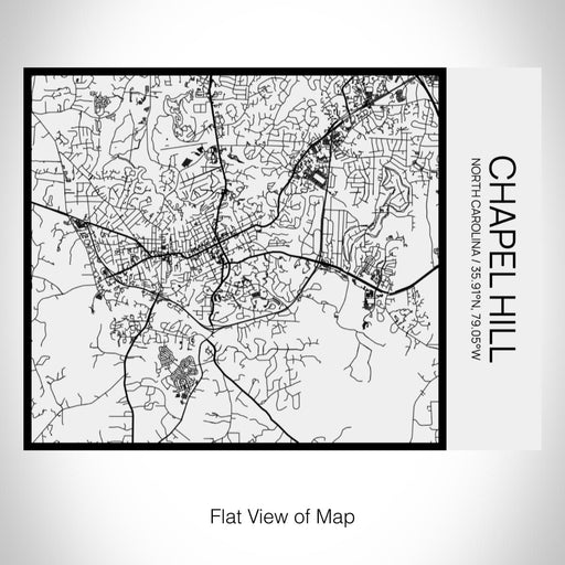 Rendered View of Chapel Hill North Carolina Map on 20oz Stainless Steel Insulated Bottle with Bamboo Top in Matte White with printed Tactile Lines Map in Black