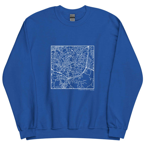 Chapel Hill North Carolina  Map Unisex Crewneck Sweater with City inscription in Royal Blue