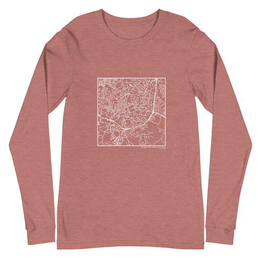 Chapel Hill North Carolina  Map Unisex Long-Sleeve T-shirt with City inscription in Heather Mauve