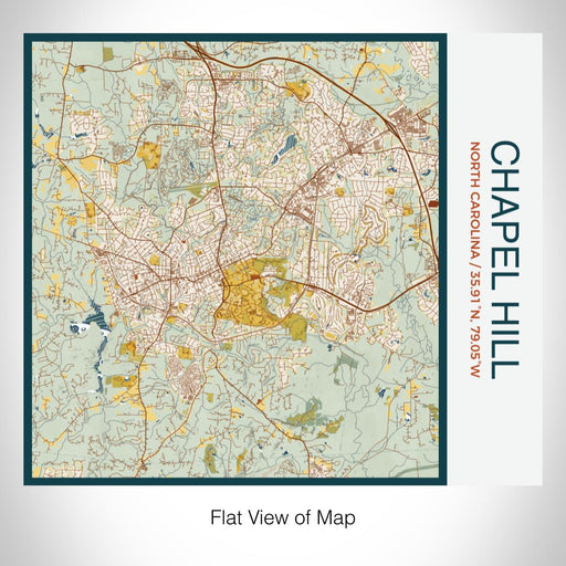 Rendered View of Chapel Hill North Carolina Map on 17oz Stainless Steel Insulated Tumbler in Woodblock Map Style