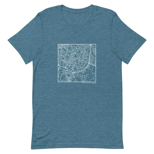 Chapel Hill North Carolina  Map Unisex T-Shirt with City inscription in Heather Teal