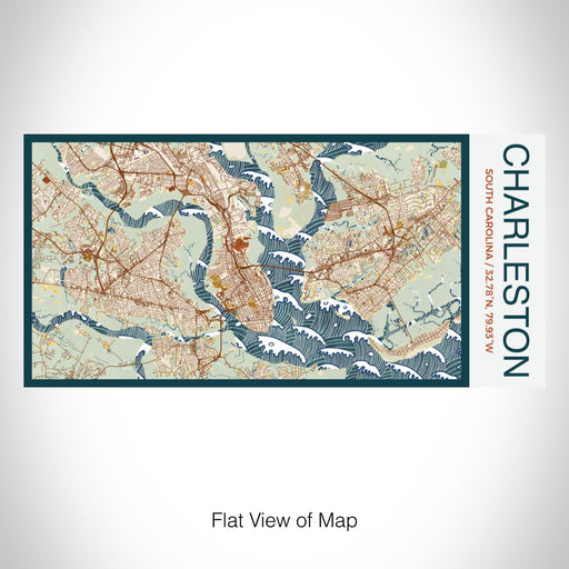 Rendered View of Charleston South Carolina Map on 17oz Stainless Steel Insulated Bottle with printed woodblock style map