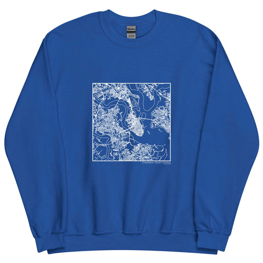 Charleston South Carolina  Map Unisex Crewneck Sweater with City inscription in Royal Blue