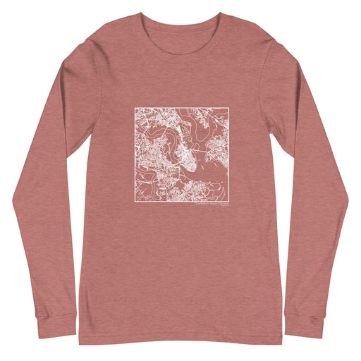 Charleston South Carolina  Map Unisex Long-Sleeve T-shirt with City inscription in Heather Mauve