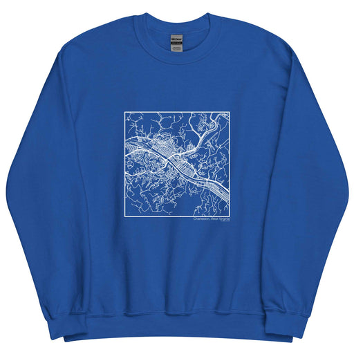 Charleston West Virginia  Map Unisex Crewneck Sweater with City inscription in Royal Blue