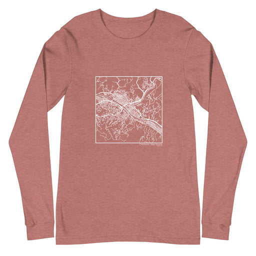 Charleston West Virginia  Map Unisex Long-Sleeve T-shirt with City inscription in Heather Mauve