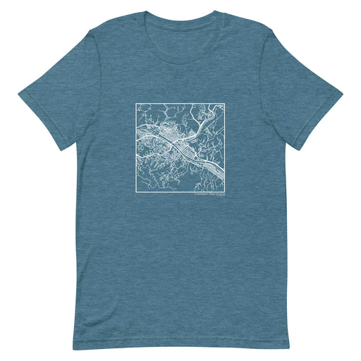 Charleston West Virginia  Map Unisex T-Shirt with City inscription in Heather Teal