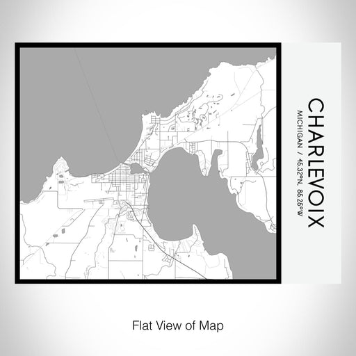 Rendered View of Charlevoix Michigan Map on 20oz Stainless Steel Insulated Bottle with Bamboo Top with printed classic style map