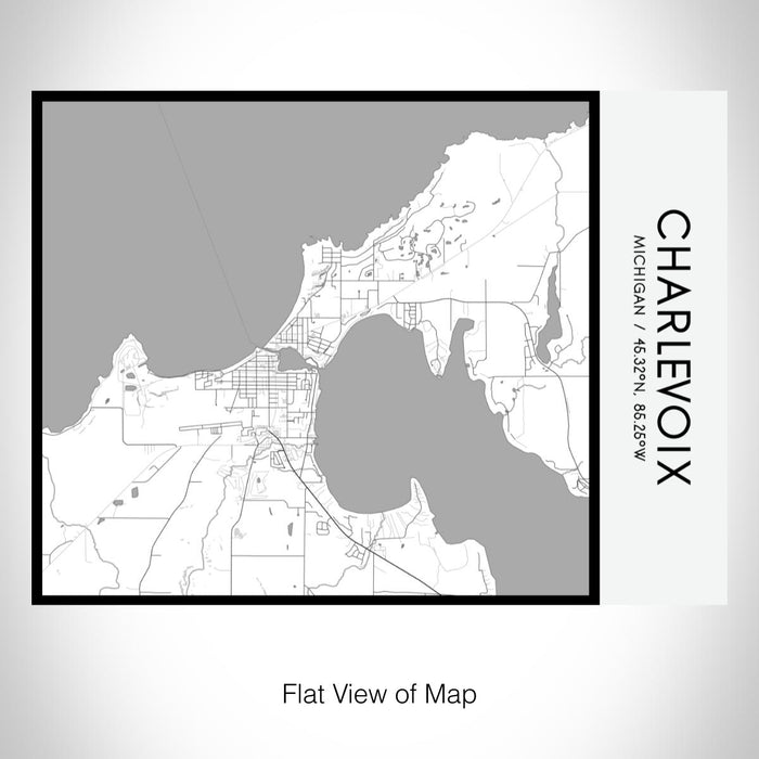 Rendered View of Charlevoix Michigan Map on 20oz Stainless Steel Insulated Bottle with Bamboo Top with printed classic style map