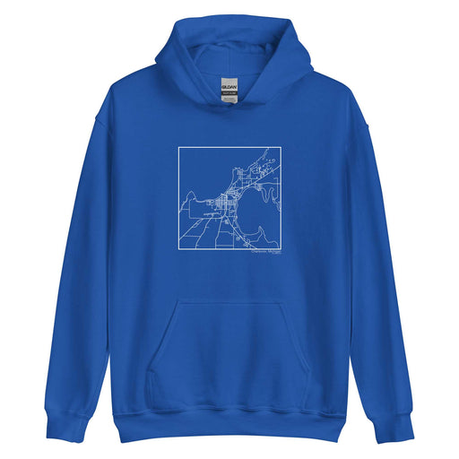 Charlevoix Michigan  Map Unisex Hoodie Sweater with City inscription in Royal Blue