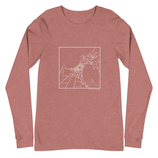 Charlevoix Michigan  Map Unisex Long-Sleeve T-shirt with City inscription in Heather Mauve