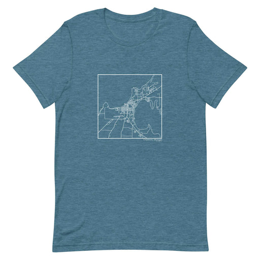 Charlevoix Michigan  Map Unisex T-Shirt with City inscription in Heather Teal