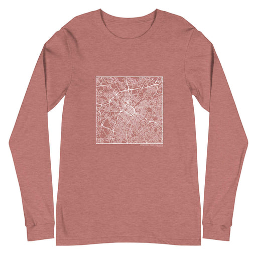 Charlotte North Carolina  Map Unisex Long-Sleeve T-shirt with City inscription in Heather Mauve