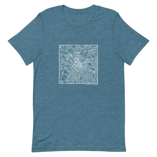 Charlotte North Carolina  Map Unisex T-Shirt with City inscription in Heather Teal